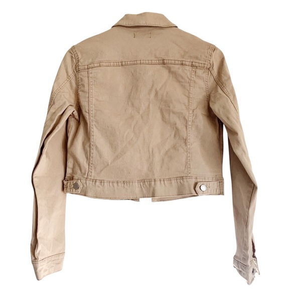 Nude Neutral Cotton Blend Denim Crop Jacket Womens Size 8 PrettyLittleThing PLT - Picture 5 of 7